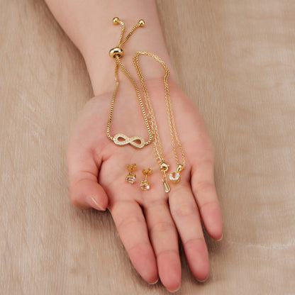 18k Gold Plated Infinity Friendship Slider Set Created with Zircondia® Crystals