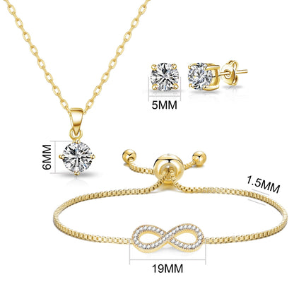 Gold Plated Infinity Friendship Set Created with Zircondia® Crystals