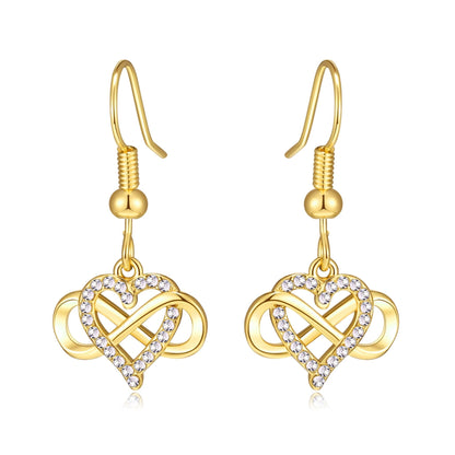 Gold Plated Infinity Heart Drop Earrings Created with Zircondia® Crystals