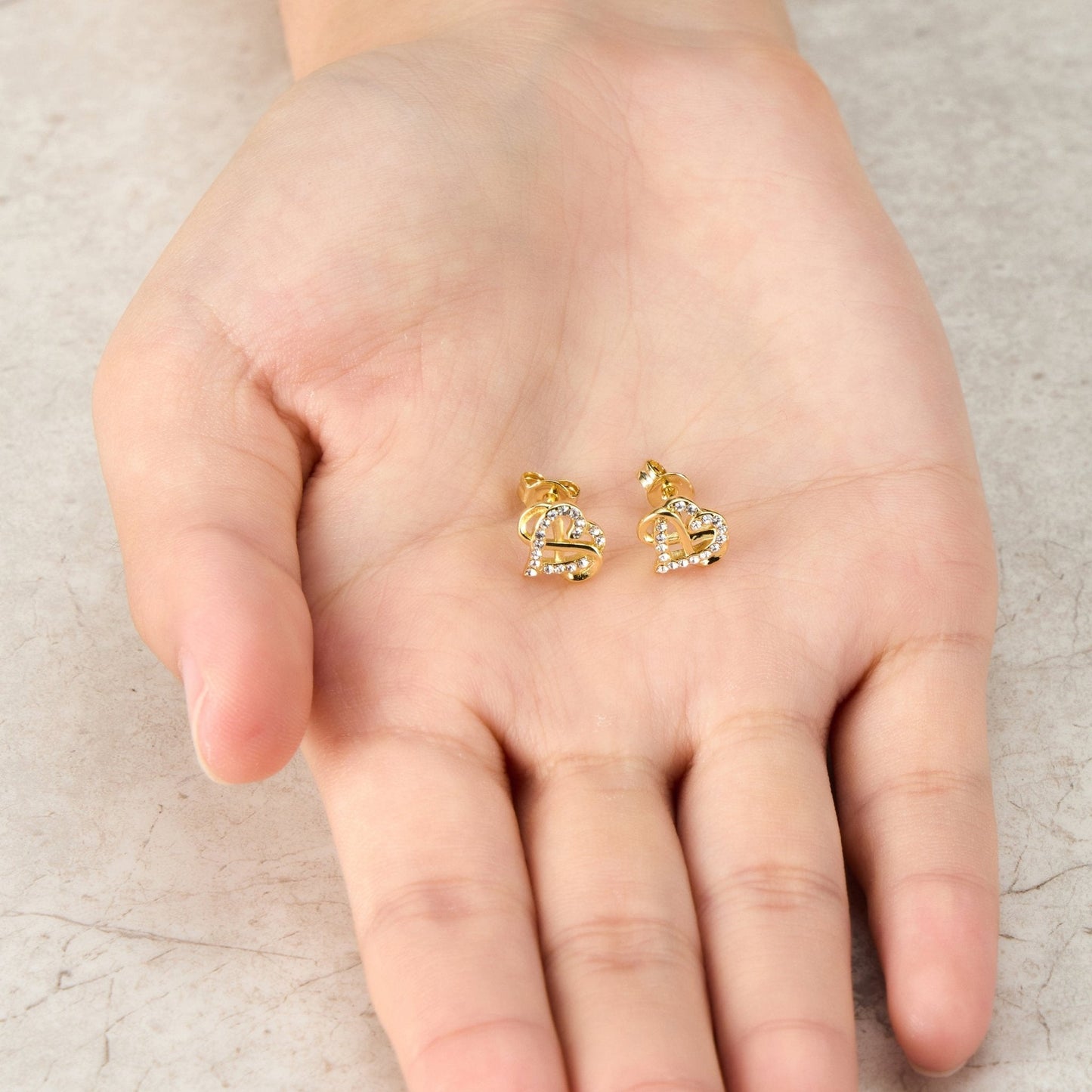 Gold Plated Infinity Heart Stud Earrings Created with Zircondia® Crystals