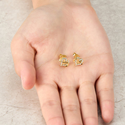 Gold Plated Infinity Heart Stud Earrings Created with Zircondia® Crystals