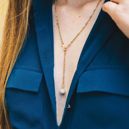 Gold Plated Infinity Lariat Necklace Created with Zircondia® Crystals