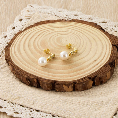 Gold Plated Infinity Pearl Drop Set Created with Zircondia® Crystals