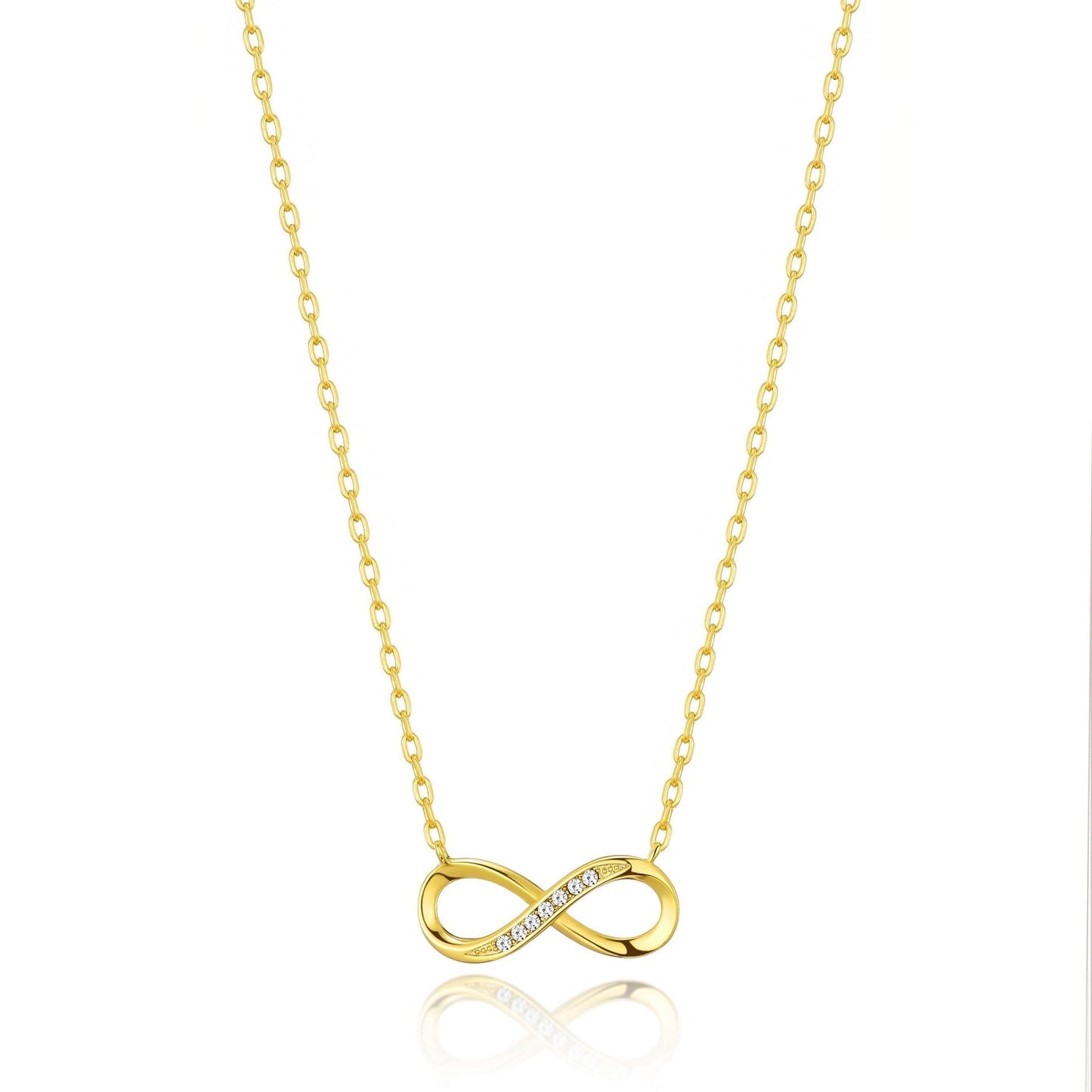 Collier avec pendentif infini plaqué or 18 carats orné de cristaux Zircondia®