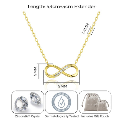 Collier avec pendentif infini plaqué or 18 carats orné de cristaux Zircondia®