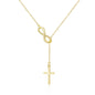 Gold Plated Infinity with Cross Lariat Necklace