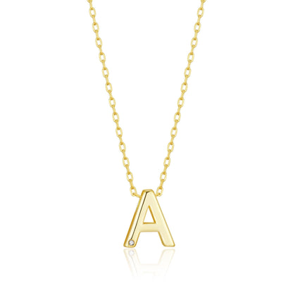 Gold Plated Initial Necklace Letter A Created with Zircondia® Crystals