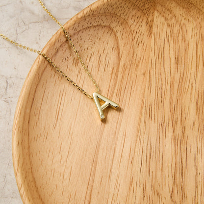 Gold Plated Initial Necklace Letter A Created with Zircondia® Crystals