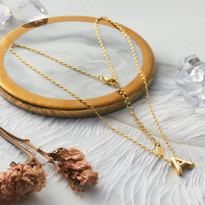 18k Gold Plated Initial Necklace Letter A Created with Zircondia® Crystals