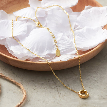 18k Gold Plated Initial Necklace Letter C Created with Zircondia® Crystals