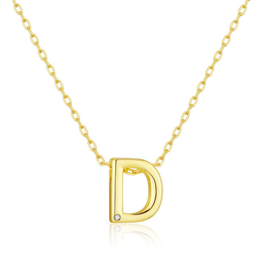 Gold Plated Initial Necklace Letter D Created with Zircondia® Crystals