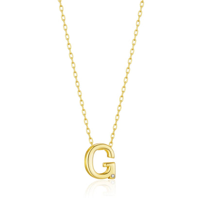 18k Gold Plated Initial Necklace Letter G Created with Zircondia® Crystals