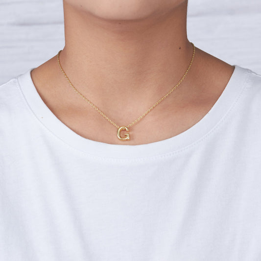 Gold Plated Initial Necklace Letter G Created with Zircondia® Crystals