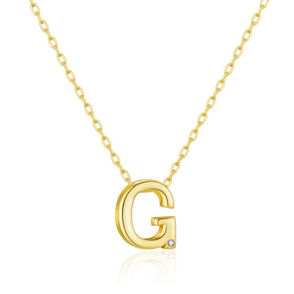 Gold Plated Initial Necklace Letter G Created with Zircondia® Crystals