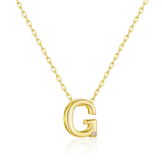 Gold Plated Initial Necklace Letter G Created with Zircondia® Crystals