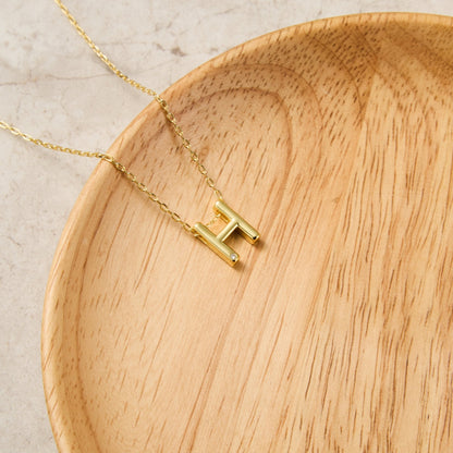 Gold Plated Initial Necklace Letter H Created with Zircondia® Crystals