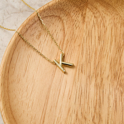 Gold Plated Initial Necklace Letter K Created with Zircondia® Crystals