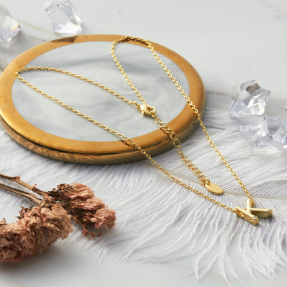 Gold Plated Initial Necklace Letter K Created with Zircondia® Crystals