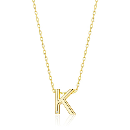 Gold Plated Initial Necklace Letter K Created with Zircondia® Crystals
