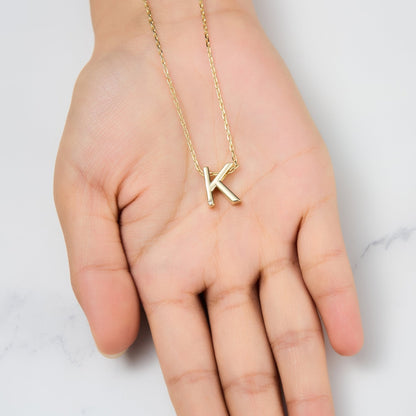 Gold Plated Initial Necklace Letter K Created with Zircondia® Crystals