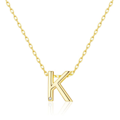 Gold Plated Initial Necklace Letter K Created with Zircondia® Crystals