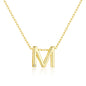 Gold Plated Initial Necklace Letter M Created with Zircondia® Crystals