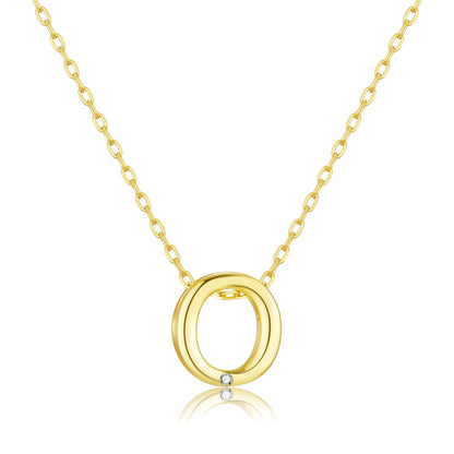 Gold Plated Initial Necklace Letter O Created with Zircondia® Crystals