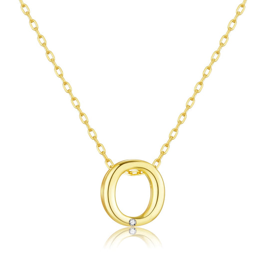 Gold Plated Initial Necklace Letter O Created with Zircondia® Crystals