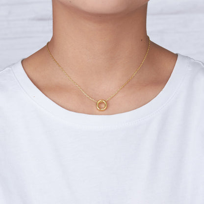 Gold Plated Initial Necklace Letter O Created with Zircondia® Crystals