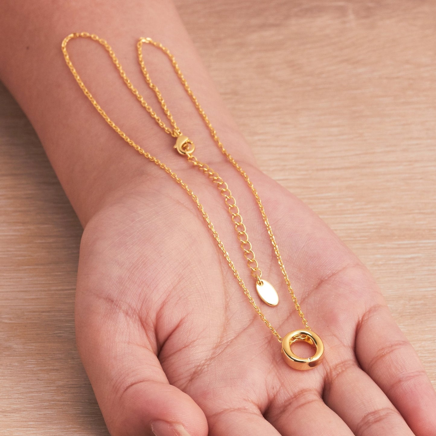 Gold Plated Initial Necklace Letter O Created with Zircondia® Crystals