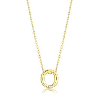 18k Gold Plated Initial Necklace Letter O Created with Zircondia® Crystals