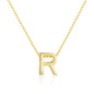 Gold Plated Initial Necklace Letter R Created with Zircondia® Crystals