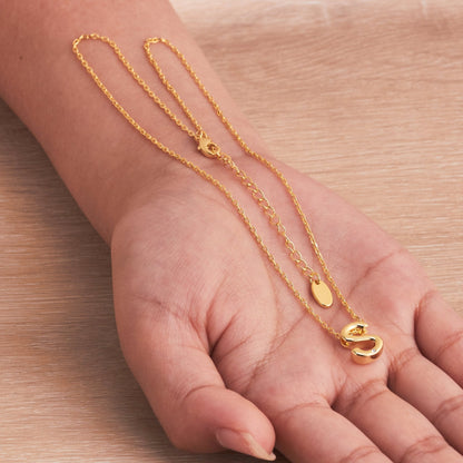 Gold Plated Initial Necklace Letter S Created with Zircondia® Crystals