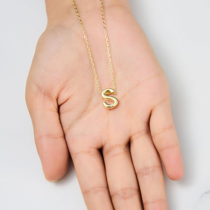 18k Gold Plated Initial Necklace Letter S Created with Zircondia® Crystals