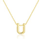 Gold Plated Initial Necklace Letter U Created with Zircondia® Crystals