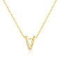 Gold Plated Initial Necklace Letter V Created with Zircondia® Crystals