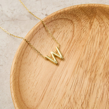 Gold Plated Initial Necklace Letter W Created with Zircondia® Crystals