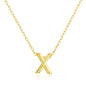 Gold Plated Initial Necklace Letter X Created with Zircondia® Crystals