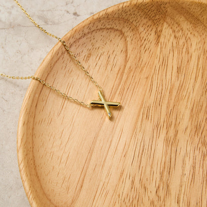 Gold Plated Initial Necklace Letter X Created with Zircondia® Crystals