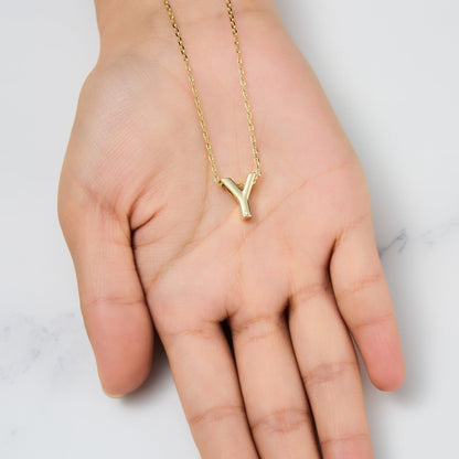 Gold Plated Initial Necklace Letter Y Created with Zircondia® Crystals