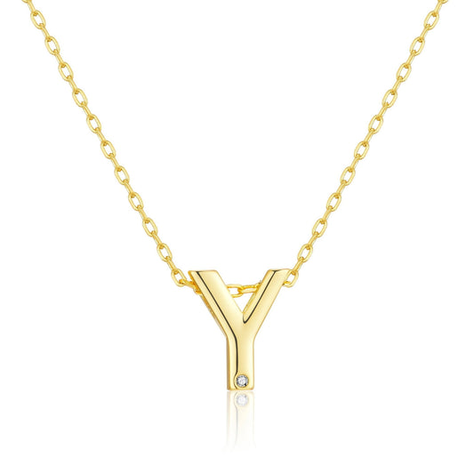 Gold Plated Initial Necklace Letter Y Created with Zircondia® Crystals