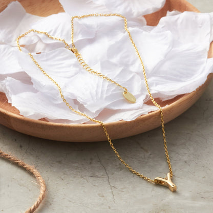 Gold Plated Initial Necklace Letter Y Created with Zircondia® Crystals