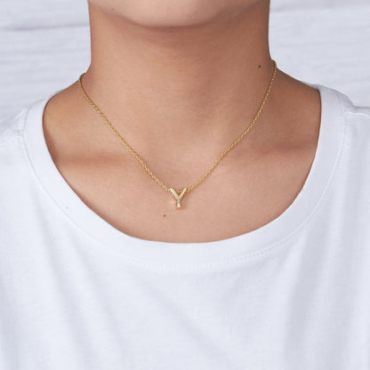 Gold Plated Initial Necklace Letter Y Created with Zircondia® Crystals