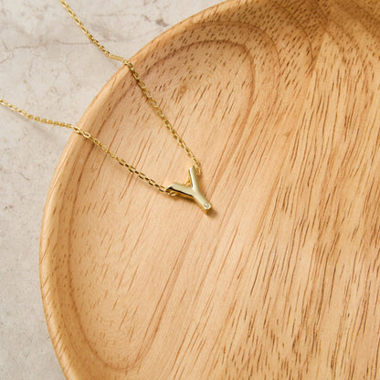 Gold Plated Initial Necklace Letter Y Created with Zircondia® Crystals