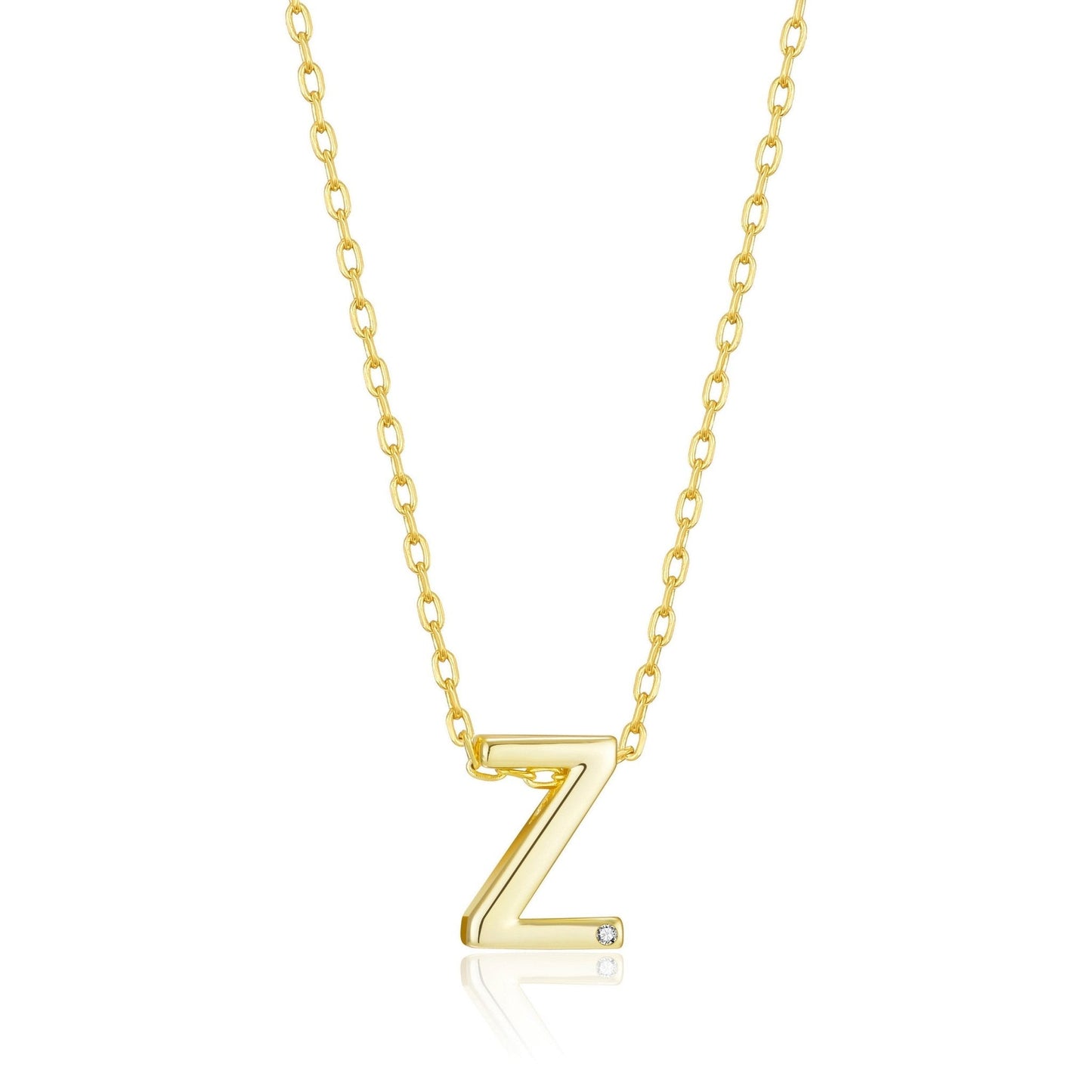 Gold Plated Initial Necklace Letter Z Created with Zircondia® Crystals