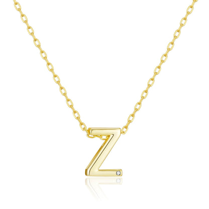 Gold Plated Initial Necklace Letter Z Created with Zircondia® Crystals