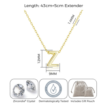 18k Gold Plated Initial Necklace Letter Z Created with Zircondia® Crystals
