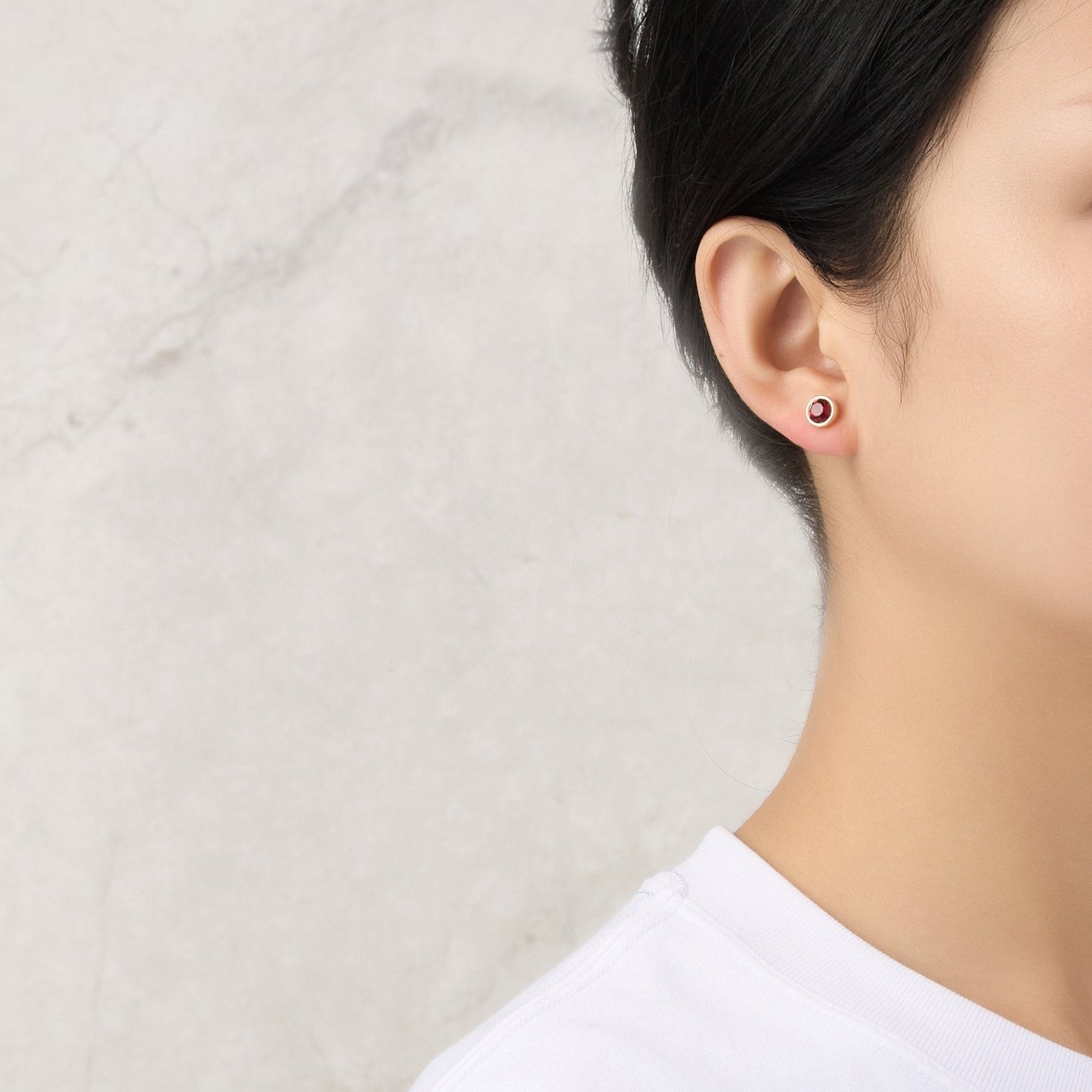 Gold Plated January (Garnet) Birthstone Earrings Created with Zircondia® Crystals