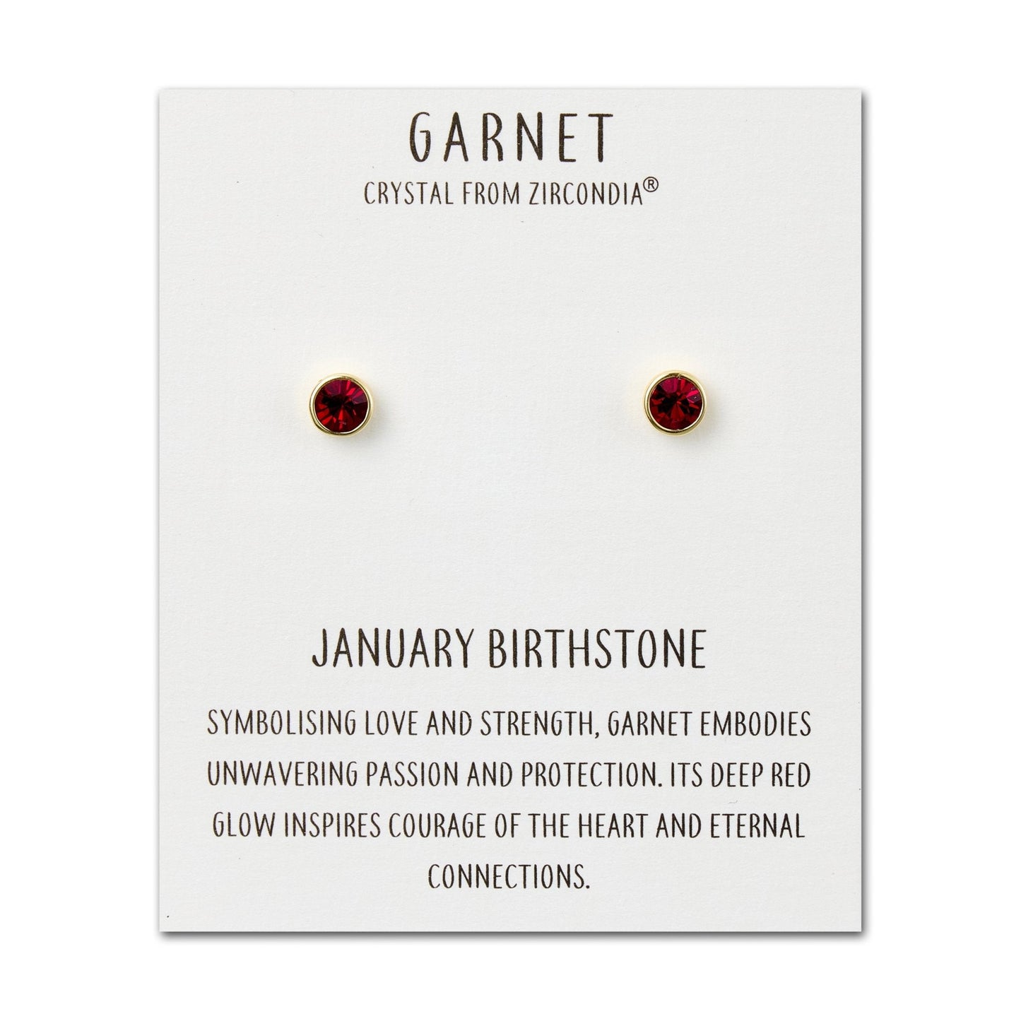 Gold Plated January (Garnet) Birthstone Earrings Created with Zircondia® Crystals