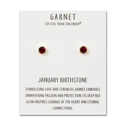 Gold Plated January (Garnet) Birthstone Earrings Created with Zircondia® Crystals